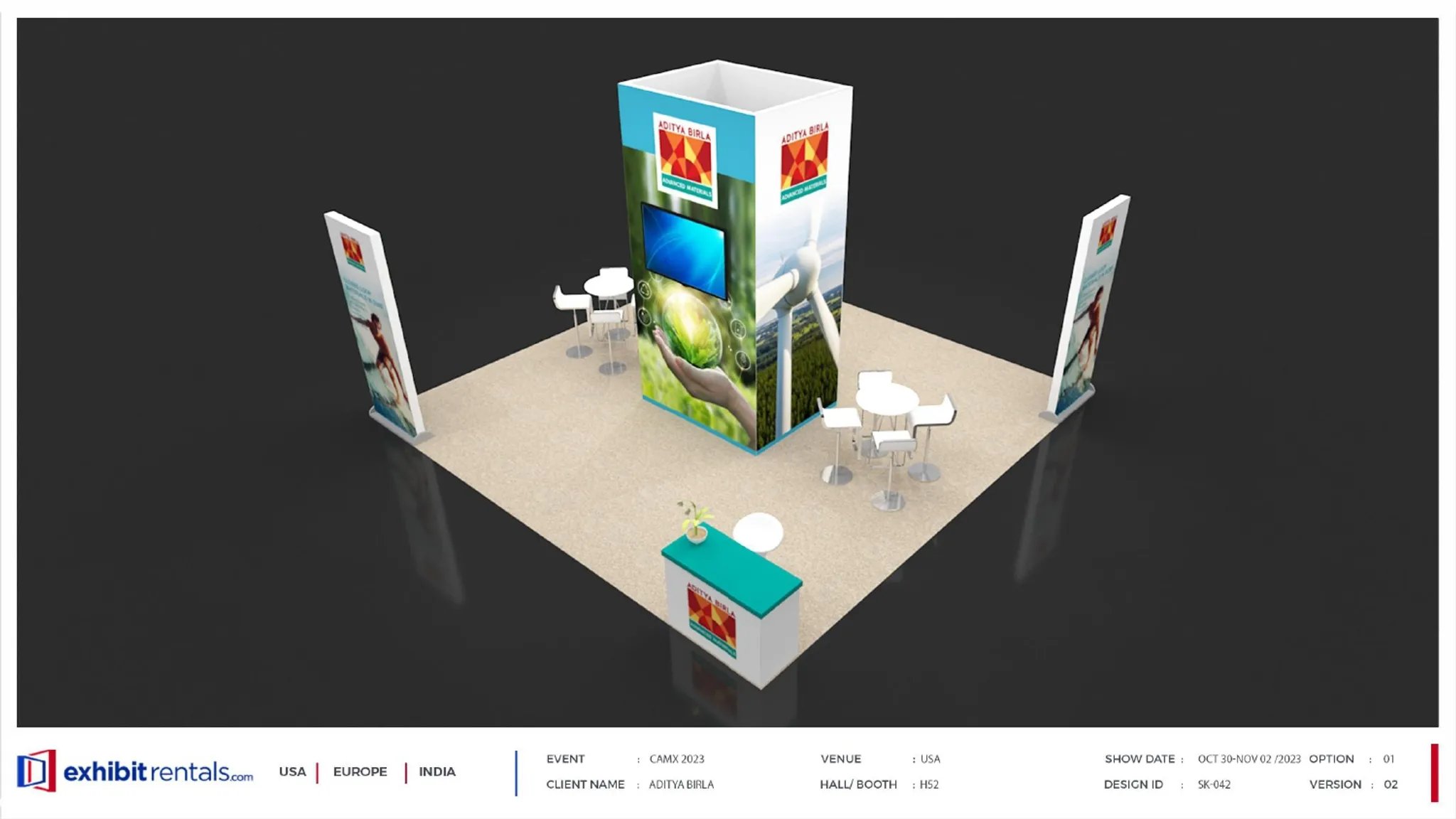 20x20 Island booth design by Exhibit-Rentals